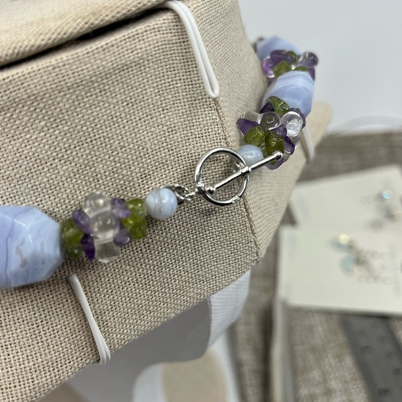 Ross-Simons Gemstone Cluster Necklace – Blue Agate, Amethyst, Peridot, Quartz - Picture 6 of 17